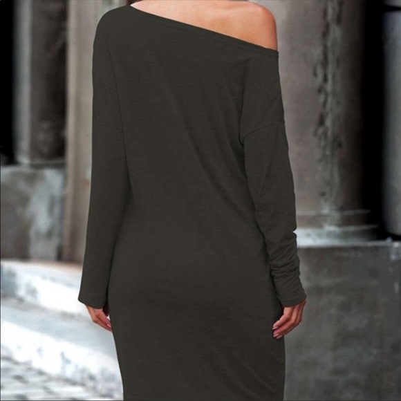 Soft Boat Neck Long Sleeve Solid Dress - Picture 10 of 14